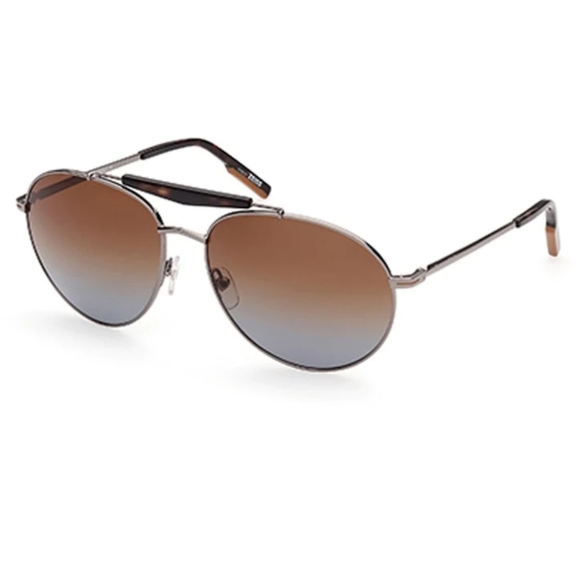 Ermenegildo Zegna EZ0154 12F Shiny Dark Ruthenium/Gradient Brown - Picture 1 of 6